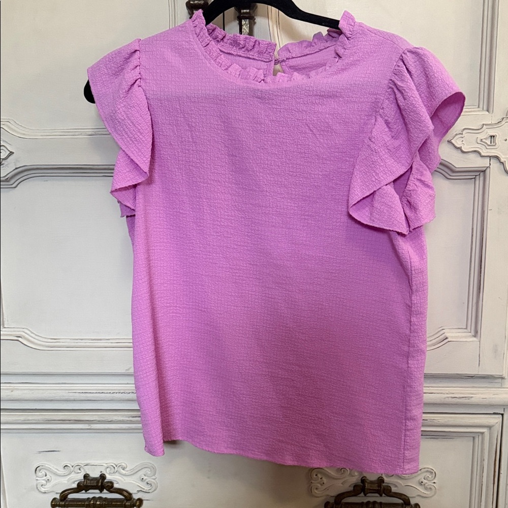 SHEIN Lilac Ruffle Sleeve Blouse